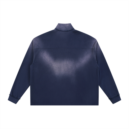 Sun Fade Raw Edge Quarter-Zip Sweatshirt